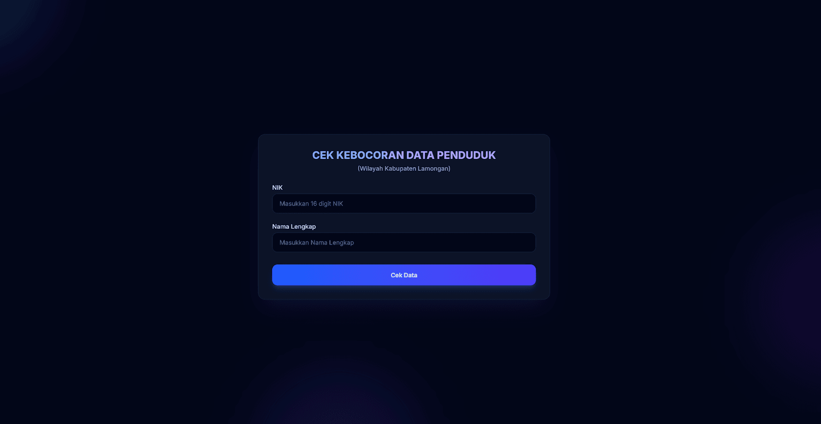 CEK KEBOCORAN DATA PENDUDUK